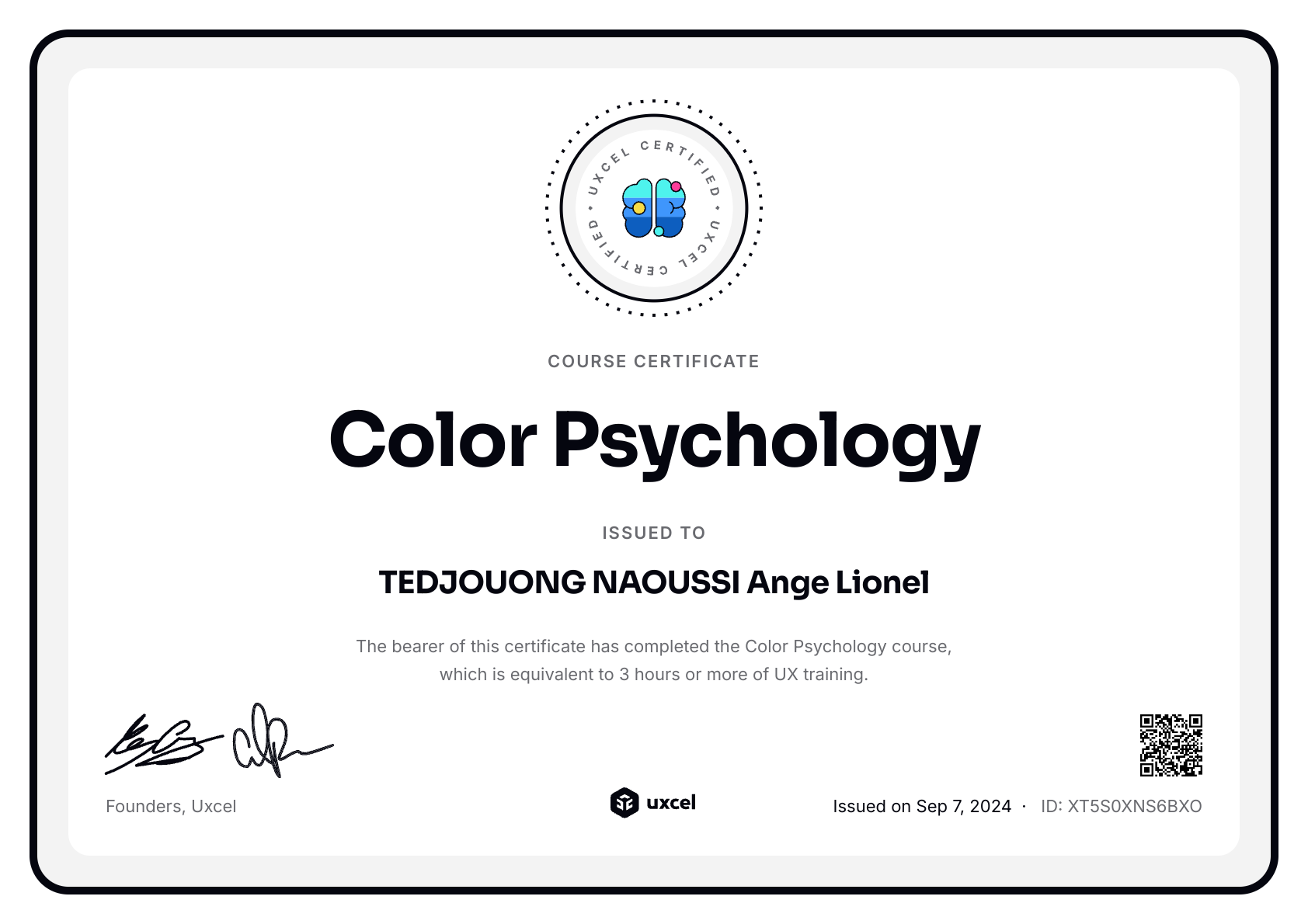 TEDJOUONG NAOUSSI Ange Lionel's certificate